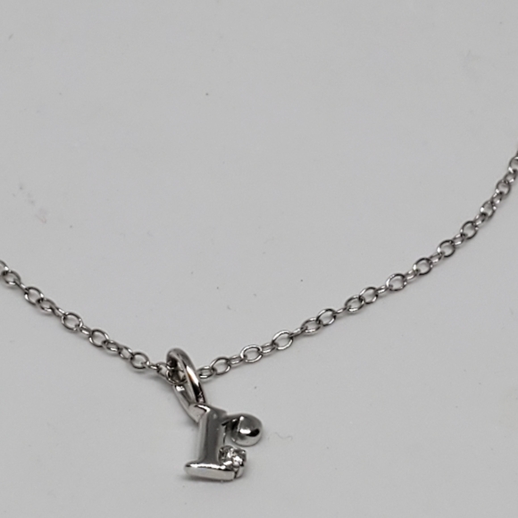 Nadri Sterling Silver Tiny r Pendant Necklace - Picture 2 of 8